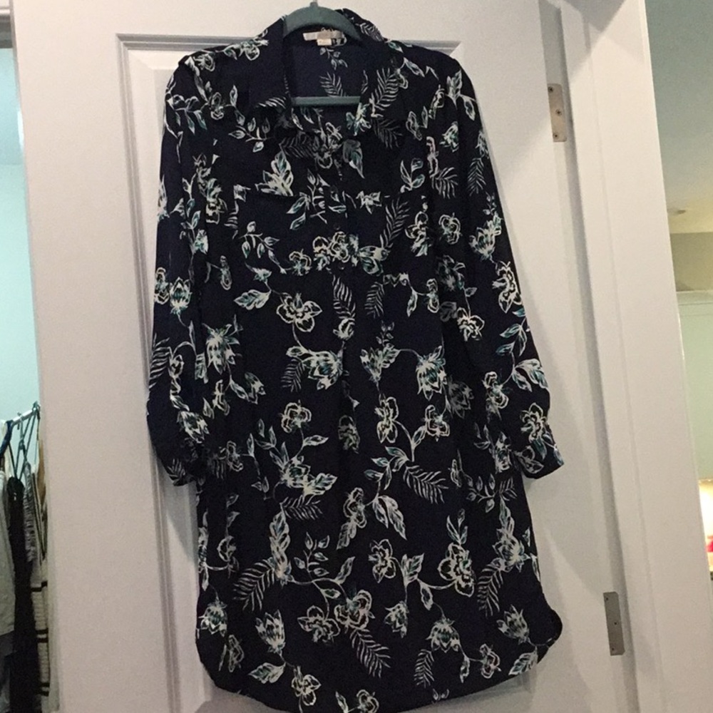 Long sleeved button down shirt style dress